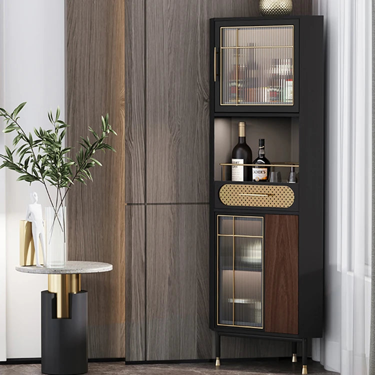 Stylish Multi-layer Board and Glass Cabinet with Stainless Accents – Perfect for Modern Living Spaces fmsjj-4200