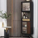 Stylish Multi-layer Board and Glass Cabinet with Stainless Accents – Perfect for Modern Living Spaces fmsjj-4200
