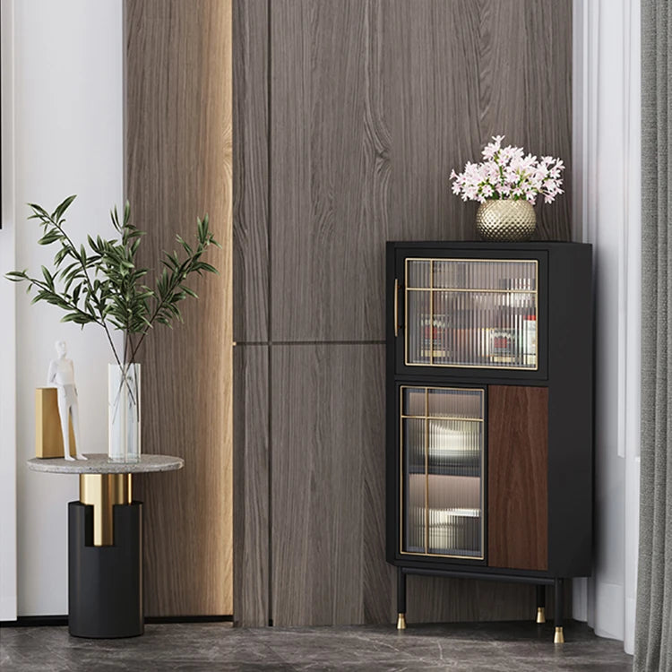 Stylish Multi-layer Board and Glass Cabinet with Stainless Accents – Perfect for Modern Living Spaces fmsjj-4200