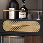 Stylish Multi-layer Board and Glass Cabinet with Stainless Accents – Perfect for Modern Living Spaces fmsjj-4200