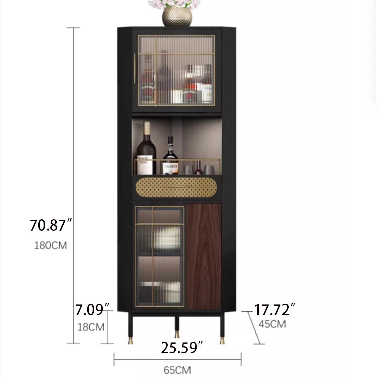 Stylish Multi-layer Board and Glass Cabinet with Stainless Accents – Perfect for Modern Living Spaces fmsjj-4200