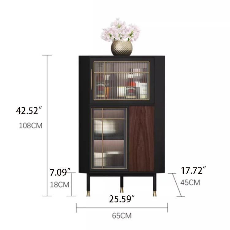 Stylish Multi-layer Board and Glass Cabinet with Stainless Accents – Perfect for Modern Living Spaces fmsjj-4200