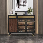 Sleek Multi-layer Board Cabinet with Stainless Glass - Modern Chic Storage Solution fmsjj-4201