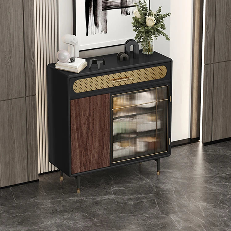 Sleek Multi-layer Board Cabinet with Stainless Glass - Modern Chic Storage Solution fmsjj-4201