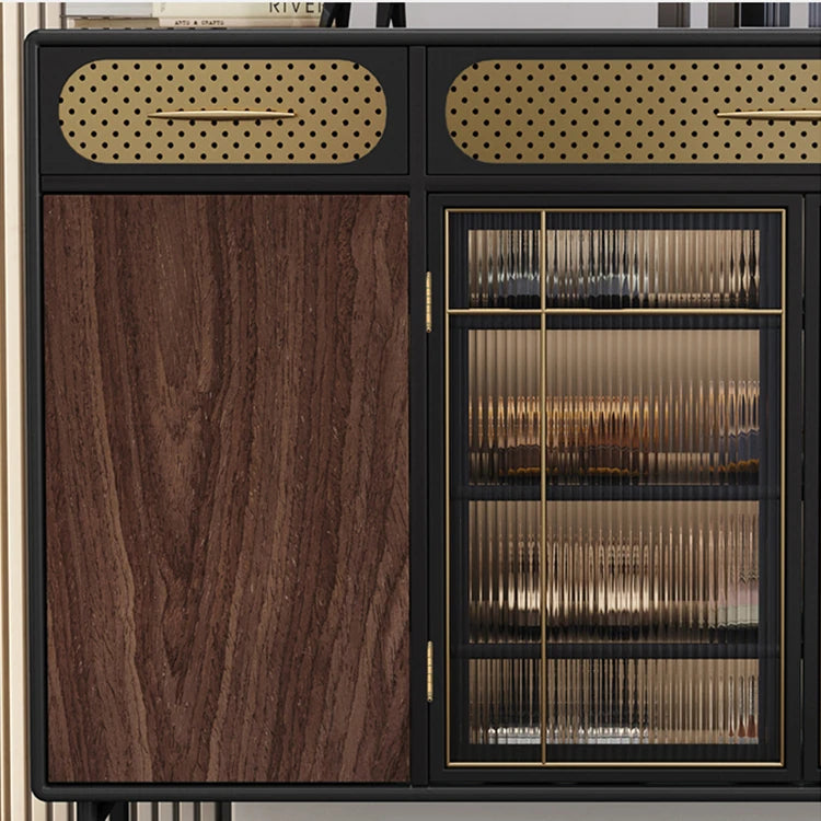 Sleek Multi-layer Board Cabinet with Stainless Glass - Modern Chic Storage Solution fmsjj-4201