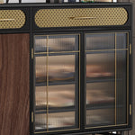 Sleek Multi-layer Board Cabinet with Stainless Glass - Modern Chic Storage Solution fmsjj-4201