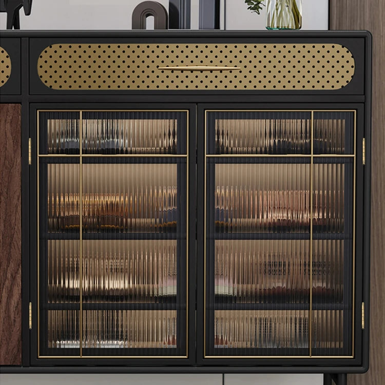 Sleek Multi-layer Board Cabinet with Stainless Glass - Modern Chic Storage Solution fmsjj-4201