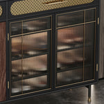Sleek Multi-layer Board Cabinet with Stainless Glass - Modern Chic Storage Solution fmsjj-4201