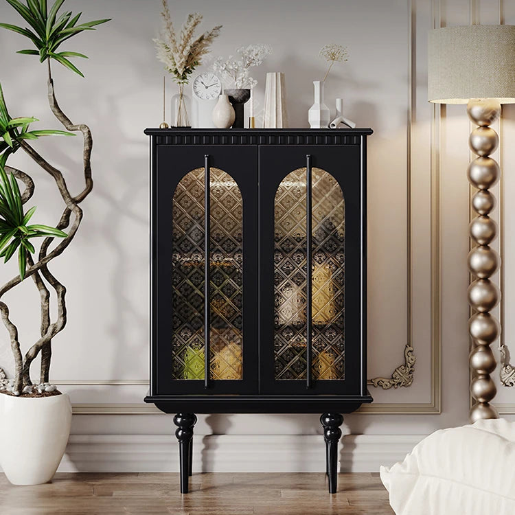 Elegant Beech Wood Cabinet with Intricate Glass Design fmsjj-4207
