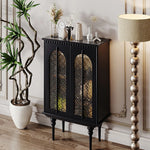 Elegant Beech Wood Cabinet with Intricate Glass Design fmsjj-4207