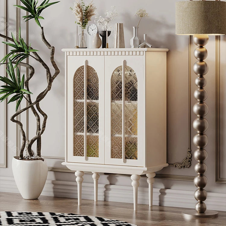 Elegant Beech Wood Cabinet with Intricate Glass Design fmsjj-4207