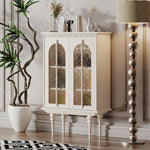 Elegant Beech Wood Cabinet with Intricate Glass Design fmsjj-4207