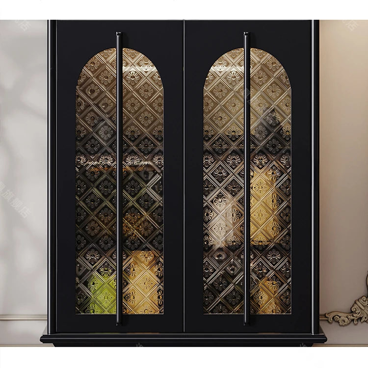 Elegant Beech Wood Cabinet with Intricate Glass Design fmsjj-4207