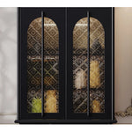 Elegant Beech Wood Cabinet with Intricate Glass Design fmsjj-4207