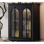 Elegant Beech Wood Cabinet with Intricate Glass Design fmsjj-4207