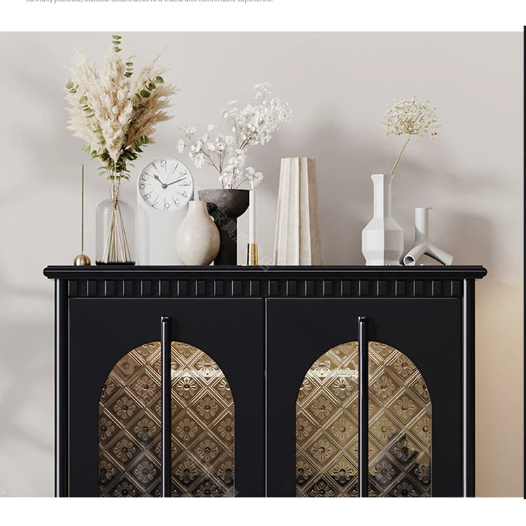 Elegant Beech Wood Cabinet with Intricate Glass Design fmsjj-4207