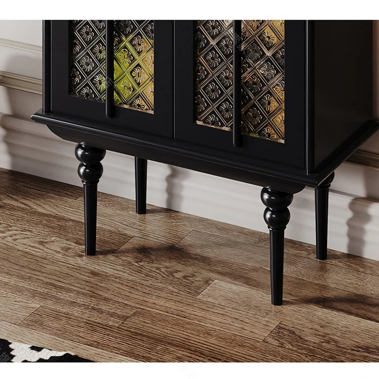 Elegant Beech Wood Cabinet with Intricate Glass Design fmsjj-4207