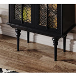 Elegant Beech Wood Cabinet with Intricate Glass Design fmsjj-4207