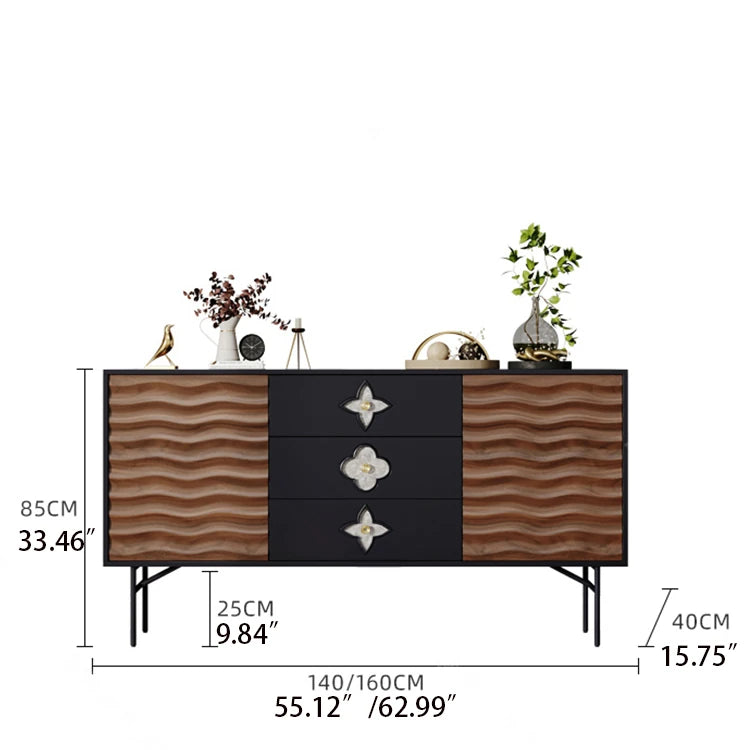 Modern Solid Wood Cabinet with Artistic Stainless Accents - Unique Multi-Layer Design fmsjj-4214