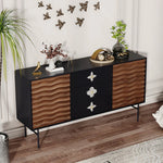 Modern Solid Wood Cabinet with Artistic Stainless Accents - Unique Multi-Layer Design fmsjj-4214