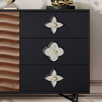 Modern Solid Wood Cabinet with Artistic Stainless Accents - Unique Multi-Layer Design fmsjj-4214