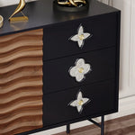Modern Solid Wood Cabinet with Artistic Stainless Accents - Unique Multi-Layer Design fmsjj-4214