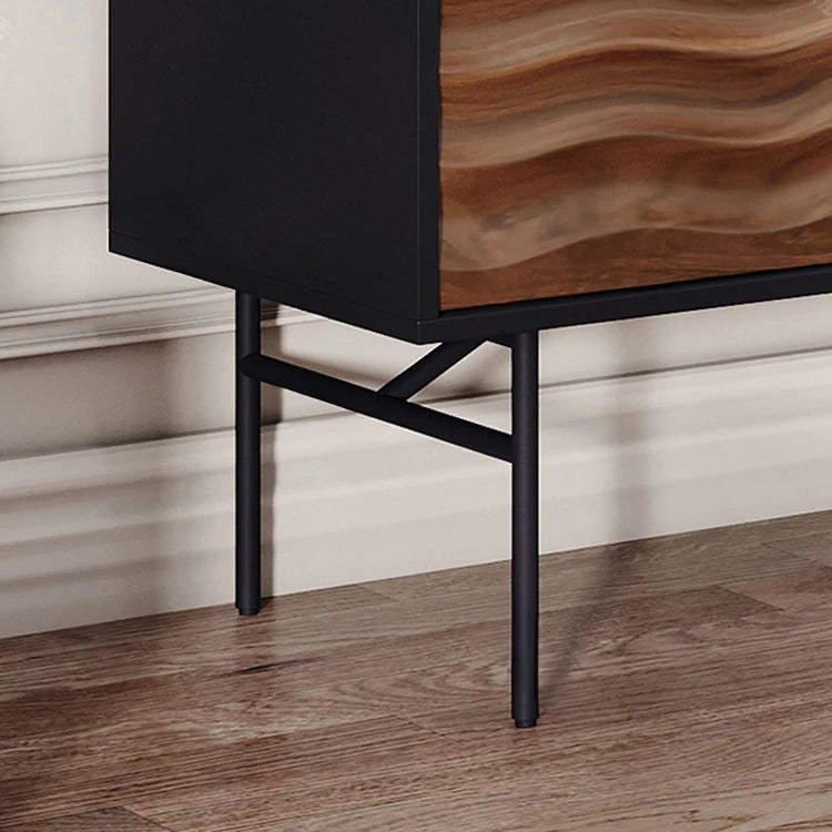 Modern Solid Wood Cabinet with Artistic Stainless Accents - Unique Multi-Layer Design fmsjj-4214