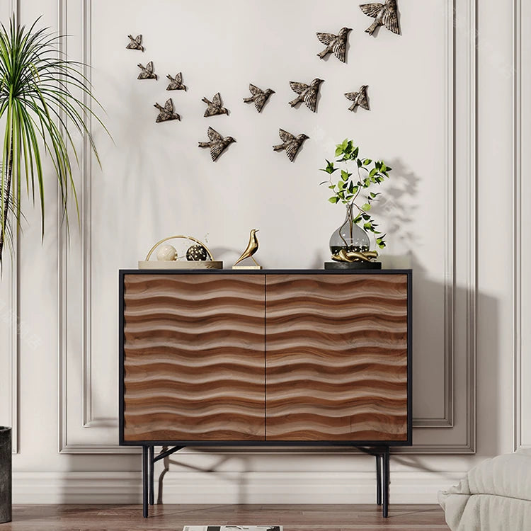 Modern Solid Wood Multi-layer Cabinet with Unique Wave Design fmsjj-4215