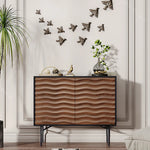 Modern Solid Wood Multi-layer Cabinet with Unique Wave Design fmsjj-4215