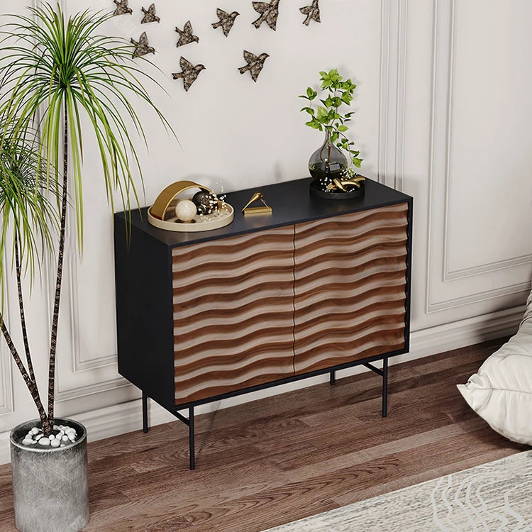Modern Solid Wood Multi-layer Cabinet with Unique Wave Design fmsjj-4215