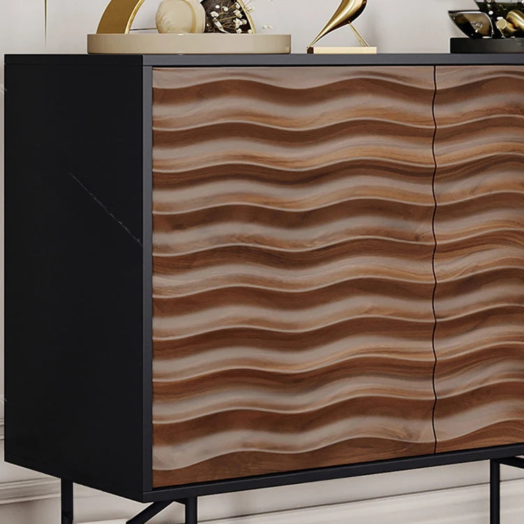 Modern Solid Wood Multi-layer Cabinet with Unique Wave Design fmsjj-4215