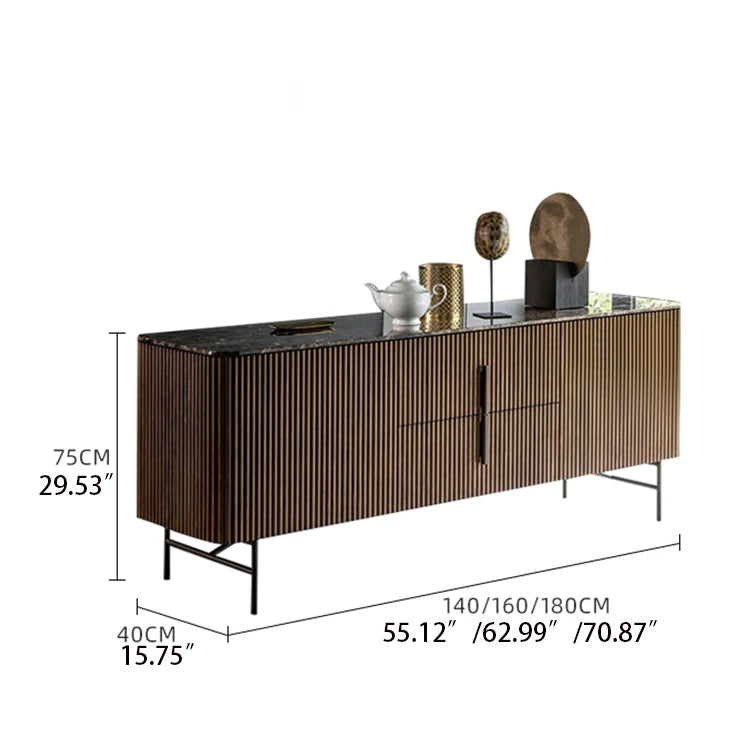 Sleek Marble and Stainless Steel Cabinet with Modern Design Elements fmsjj-4216