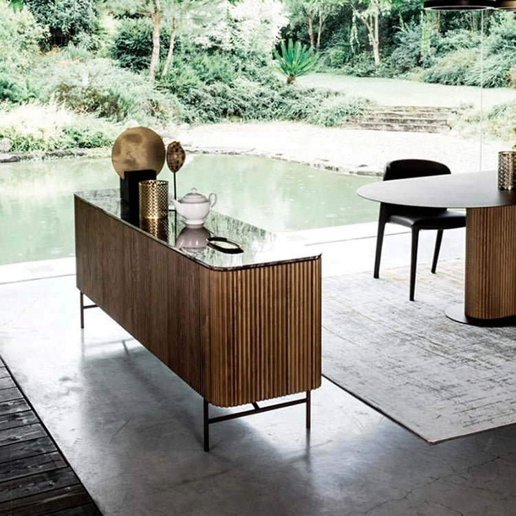 Sleek Marble and Stainless Steel Cabinet with Modern Design Elements fmsjj-4216