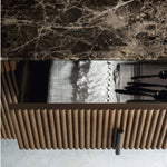 Sleek Marble and Stainless Steel Cabinet with Modern Design Elements fmsjj-4216