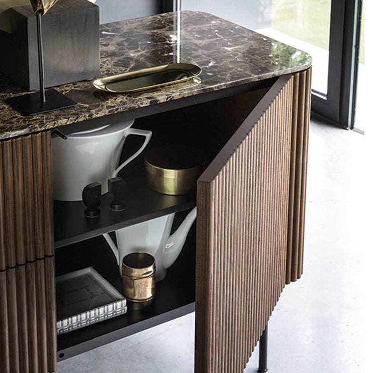 Sleek Marble and Stainless Steel Cabinet with Modern Design Elements fmsjj-4216