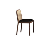 Sleek Ash Wood Dining Chair with Rattan Weaving & PU Leather Cushion fmus-4084