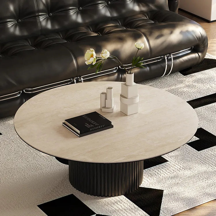 Modern Sintered Stone Coffee Table with Glass and Ash Wood Details fmus-4088