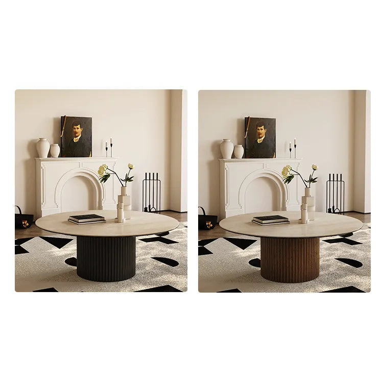 Modern Sintered Stone Coffee Table with Glass and Ash Wood Details fmus-4088