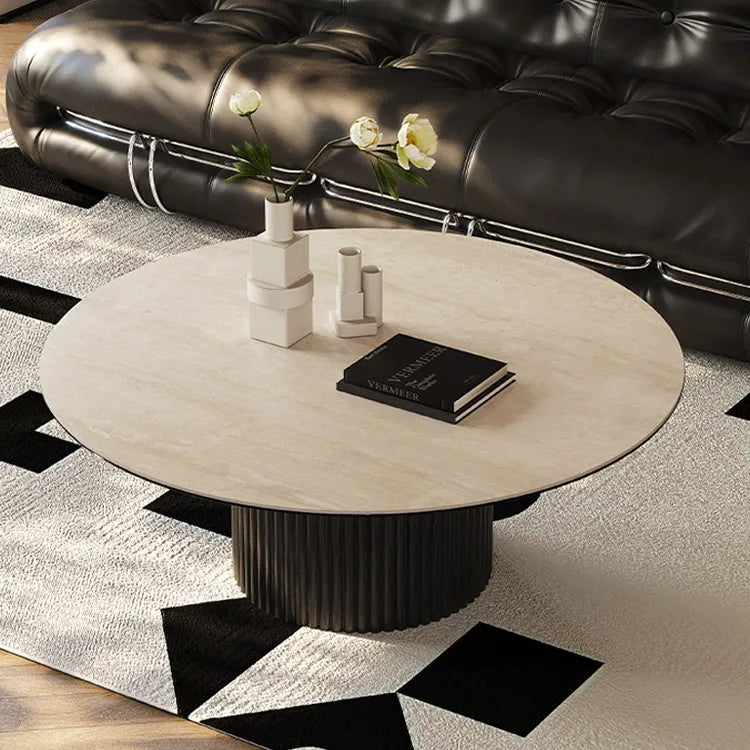 Modern Sintered Stone Coffee Table with Glass and Ash Wood Details fmus-4088
