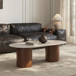 Modern Sintered Stone Coffee Table with Glass and Multi-layer Design for Stylish Living Rooms fmus-4094