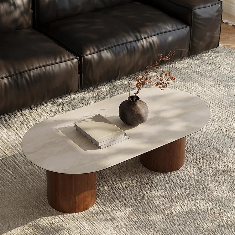 Modern Sintered Stone Coffee Table with Glass and Multi-layer Design for Stylish Living Rooms fmus-4094