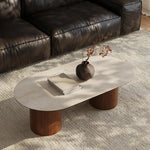 Modern Sintered Stone Coffee Table with Glass and Multi-layer Design for Stylish Living Rooms fmus-4094