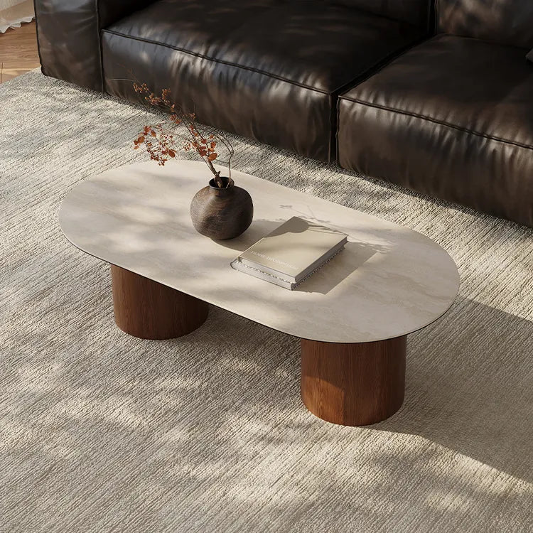 Modern Sintered Stone Coffee Table with Glass and Multi-layer Design for Stylish Living Rooms fmus-4094