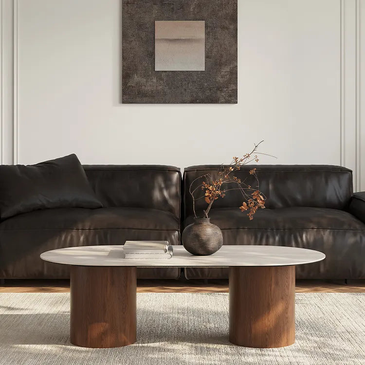 Modern Sintered Stone Coffee Table with Glass and Multi-layer Design for Stylish Living Rooms fmus-4094