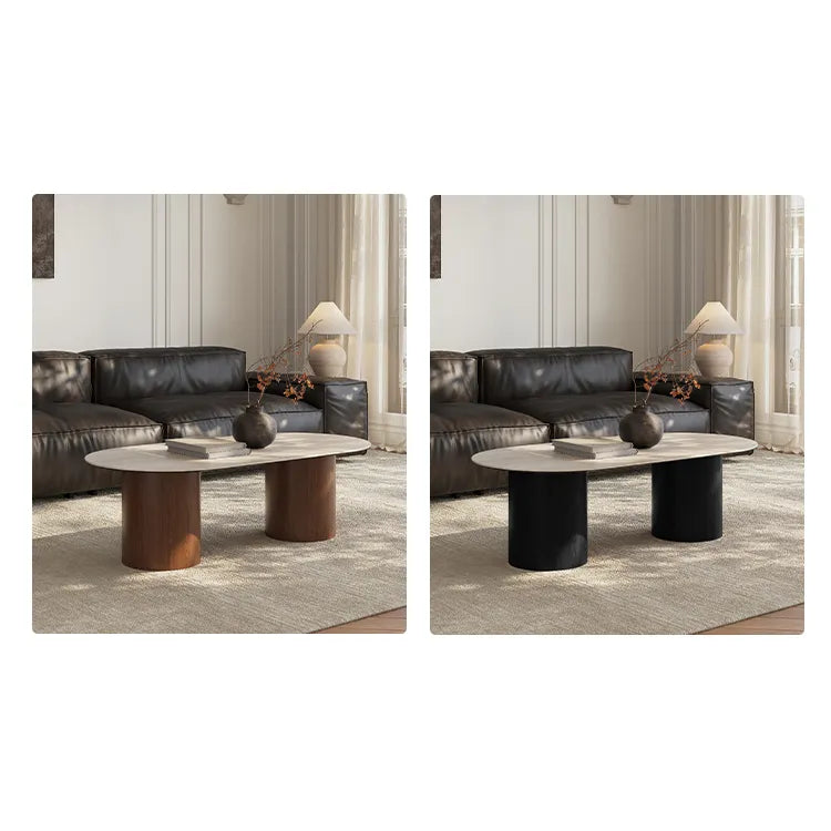 Modern Sintered Stone Coffee Table with Glass and Multi-layer Design for Stylish Living Rooms fmus-4094