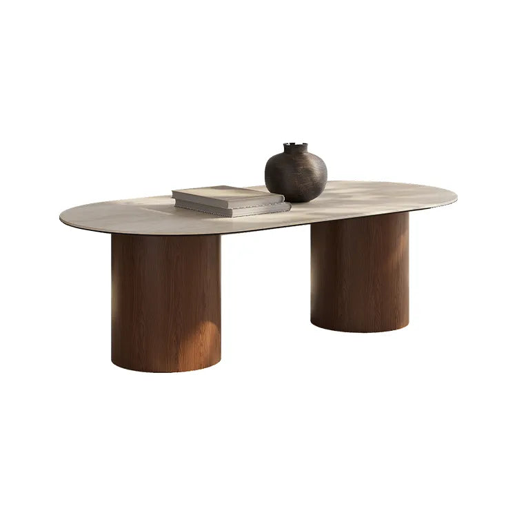 Modern Sintered Stone Coffee Table with Glass and Multi-layer Design for Stylish Living Rooms fmus-4094