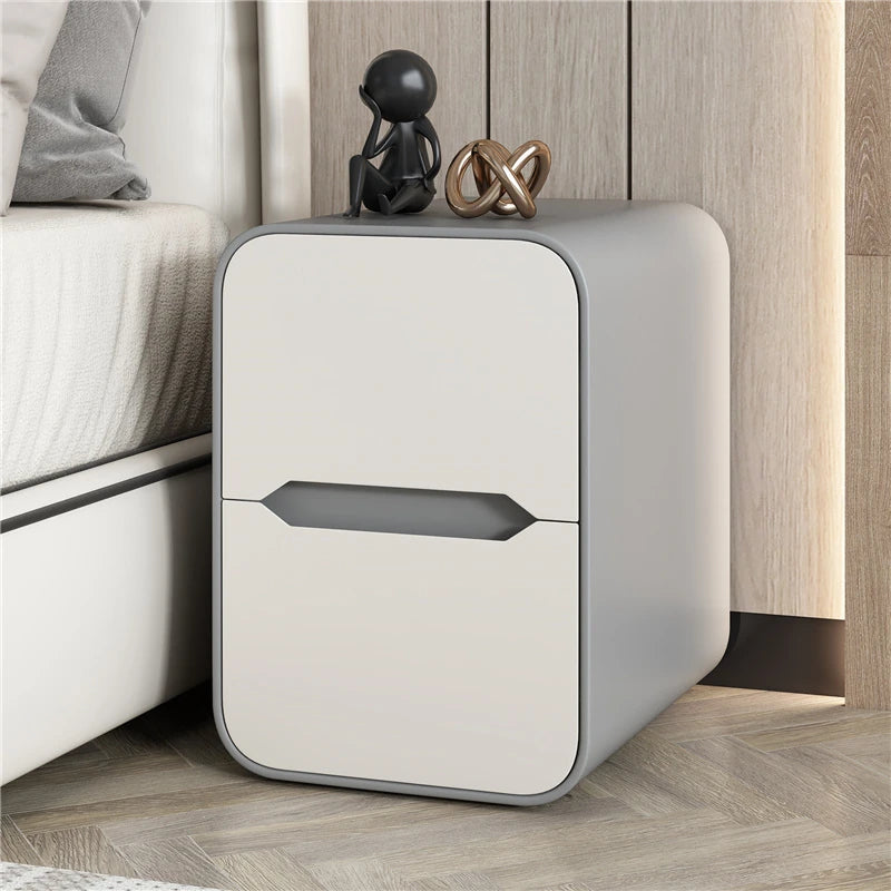 Modern Pine Nightstand with PU Leather Finish - Stylish Storage Solution for Your Bedroom fmxjs-5340