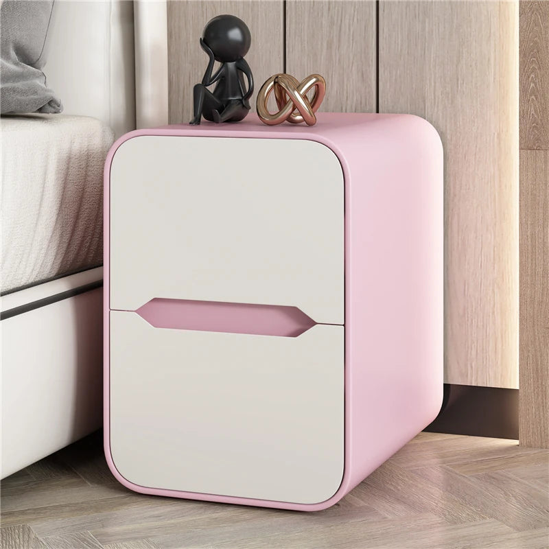 Modern Pine Nightstand with PU Leather Finish - Stylish Storage Solution for Your Bedroom fmxjs-5340