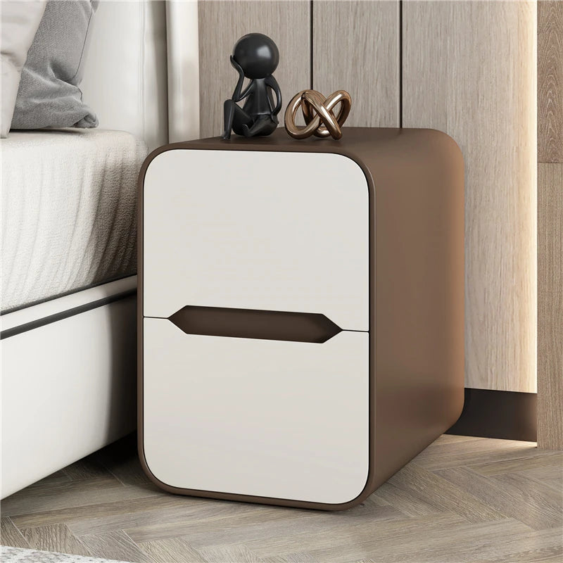 Modern Pine Nightstand with PU Leather Finish - Stylish Storage Solution for Your Bedroom fmxjs-5340