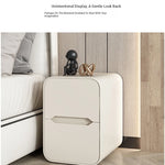 Modern Pine Nightstand with PU Leather Finish - Stylish Storage Solution for Your Bedroom fmxjs-5340